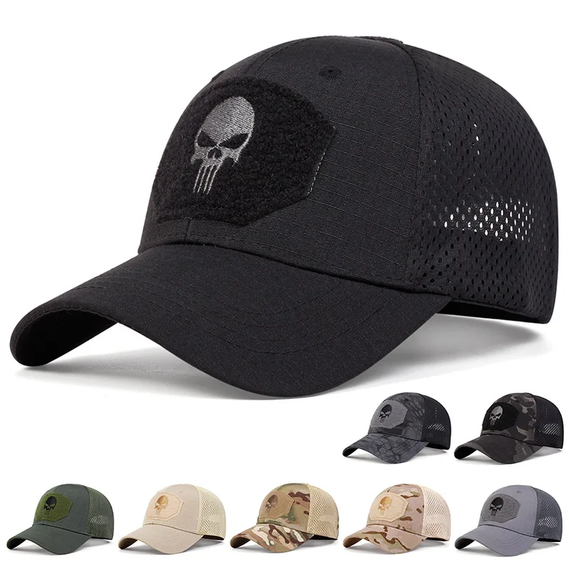 

Summer Outdoor Camouflage Baseball Cap Special Forces Tactical Hat Skull Embroidery Men Women Breathable