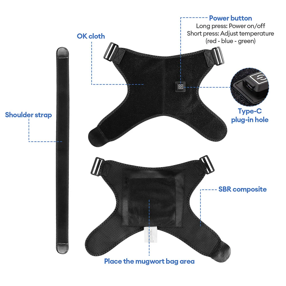 Heated Shoulder Brace Wrap Shoulder Massage USB Electric Heating Pad Support Belt Strap For Arm Shoulder Fitness Brace Keep Warm