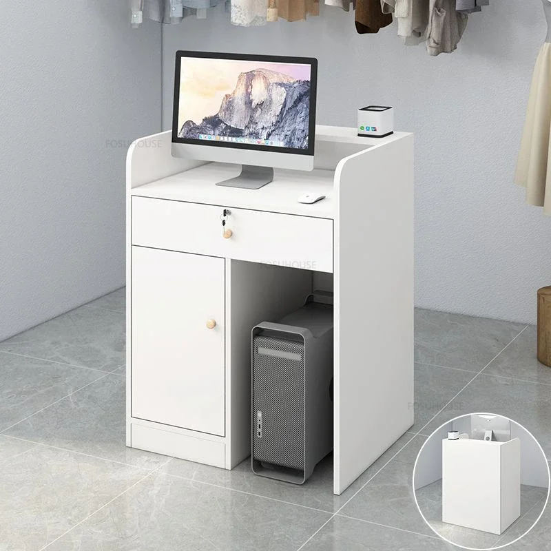 Nordic Small Reception Desks Restaurant Front Desk Reception Counter Cashier Bar Table Modern Desks for Beauty Salon C