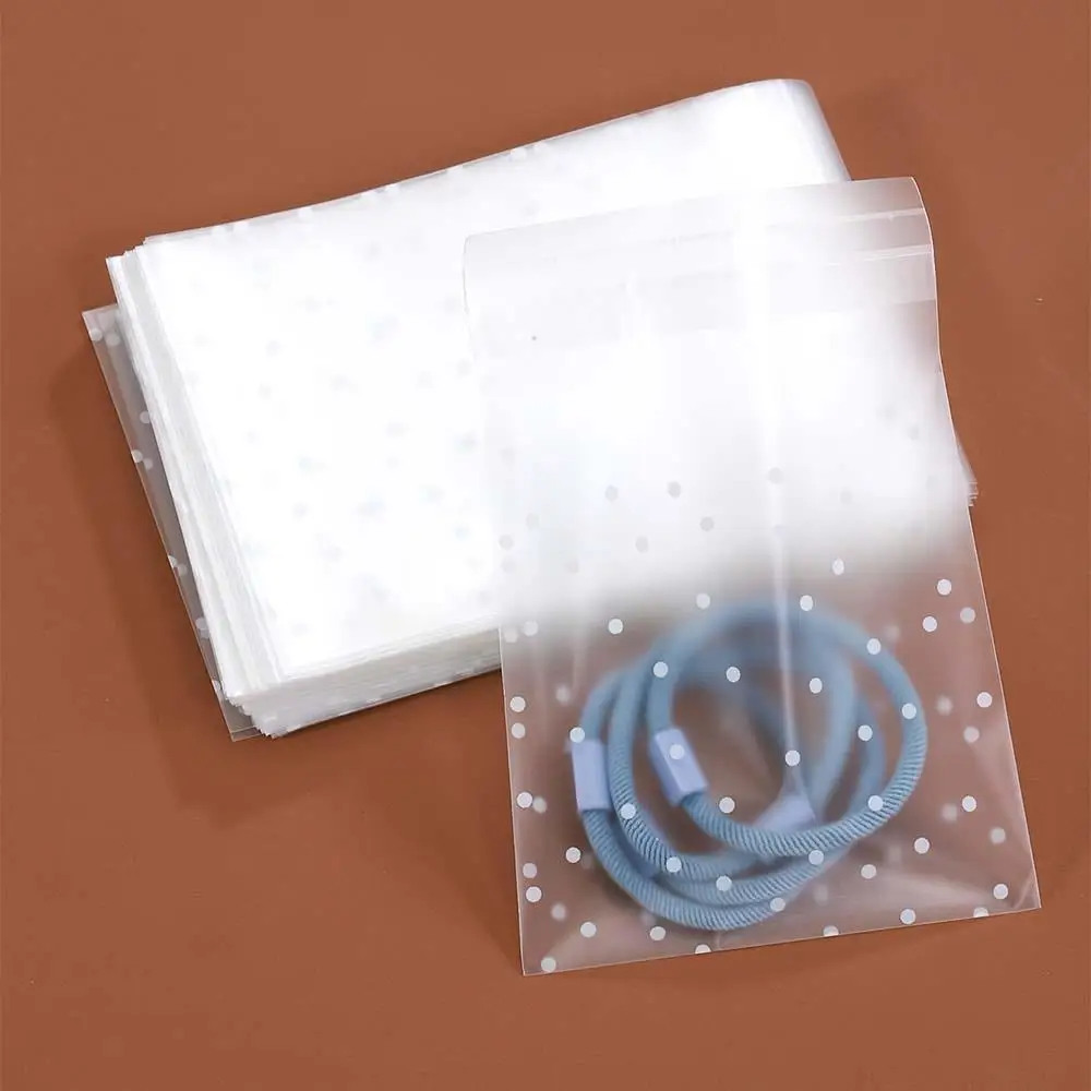 100pcs Frosted White Dot Transparent Self-adhesive OPP Packaging Bags Multi-size for Jewelry Gift Pack Necklace Bracelet Cookies