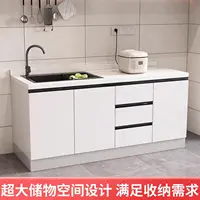 ตู้ครัวสไตล์นอร์ดิกที่สร้างสรรค์ ทันสมัย ทำจากไม้เนื้อแข็ง ท็อปเคาน์เตอร์หินอ่อน อ่างล้างจานสแตนเลส พร้อมแท่นวางอุปกรณ์ เฟอร์นิเจอร์สำหรับบ้าน FYKC 3