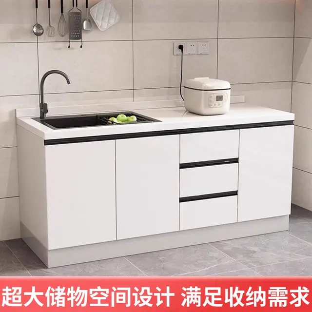 ตู้ครัวสไตล์นอร์ดิกที่สร้างสรรค์ ทันสมัย ทำจากไม้เนื้อแข็ง ท็อปเคาน์เตอร์หินอ่อน อ่างล้างจานสแตนเลส พร้อมแท่นวางอุปกรณ์ เฟอร์นิเจอร์สำหรับบ้าน FYKC 3