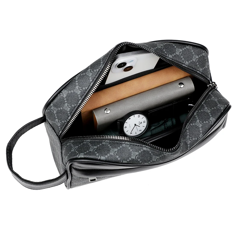 Lässig große Kapazität bedruckte Leder Herren handtaschen Karten tasche Brieftasche sacoches hommes bolsos para hombre Sack eine Haupt Clutch Tasche – Detail 9