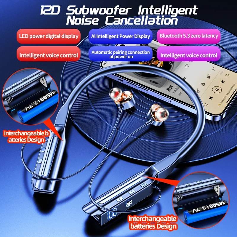4speakers 1000Hours Playback Wireless Headphones Bluetooth Earphones Noise Reduction Earbuds Power Bank