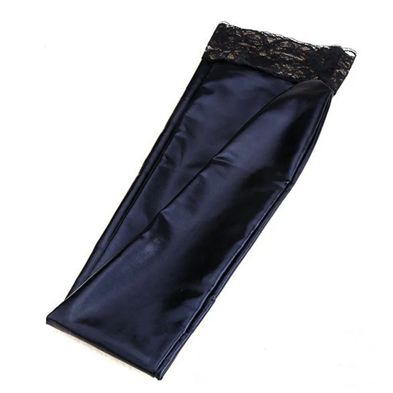 1Pcs Women Pu Leather Lace Stockings Imitation Sexy Wetlook Black Lingerie Hot Erotic Fetish Clubwear Costumes Bodysuit