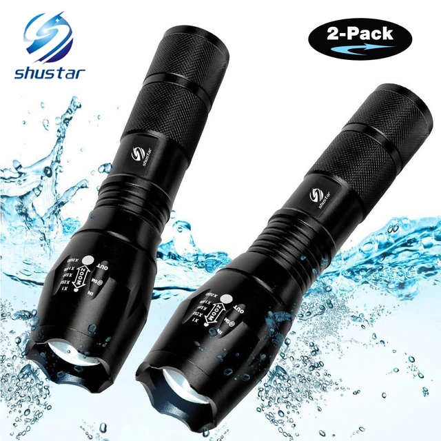 T6 Touch Light Led Tactical Flashlight Zoom-Able Flashlights For Camping  Night Ride And Adventure