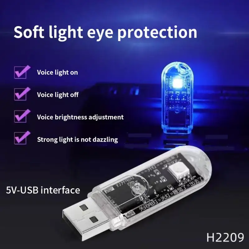 

Smart USB Plug Lamp Computer Mobile Power Charging USB Small Light LED Eye Protection Reading Light Voice Control Night Light