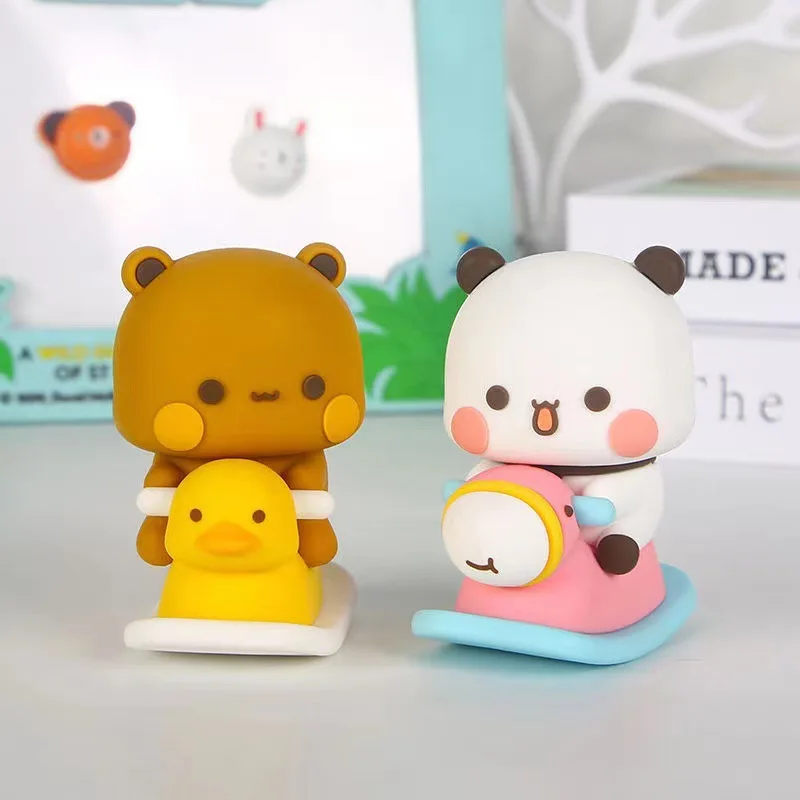 Bubu Dudu Collectible Cute Panda & Bear Ornament - Kawaii Anime Figure Toy for Home Decor & Holiday Gift