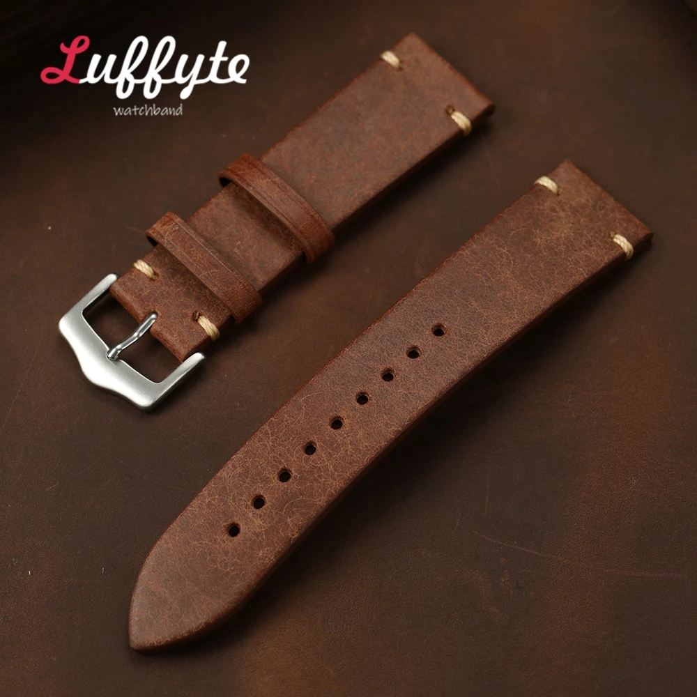 Vintage Frosted Cowhide Leather Watch Strap - High-Quality Accessory