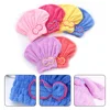 6 Colors Microfiber Solid Quickly Dry Hair Hat Hair Turban Women Girls Ladies Cap Bathing Drying Towel Head Wrap Hat 29X30cm 5