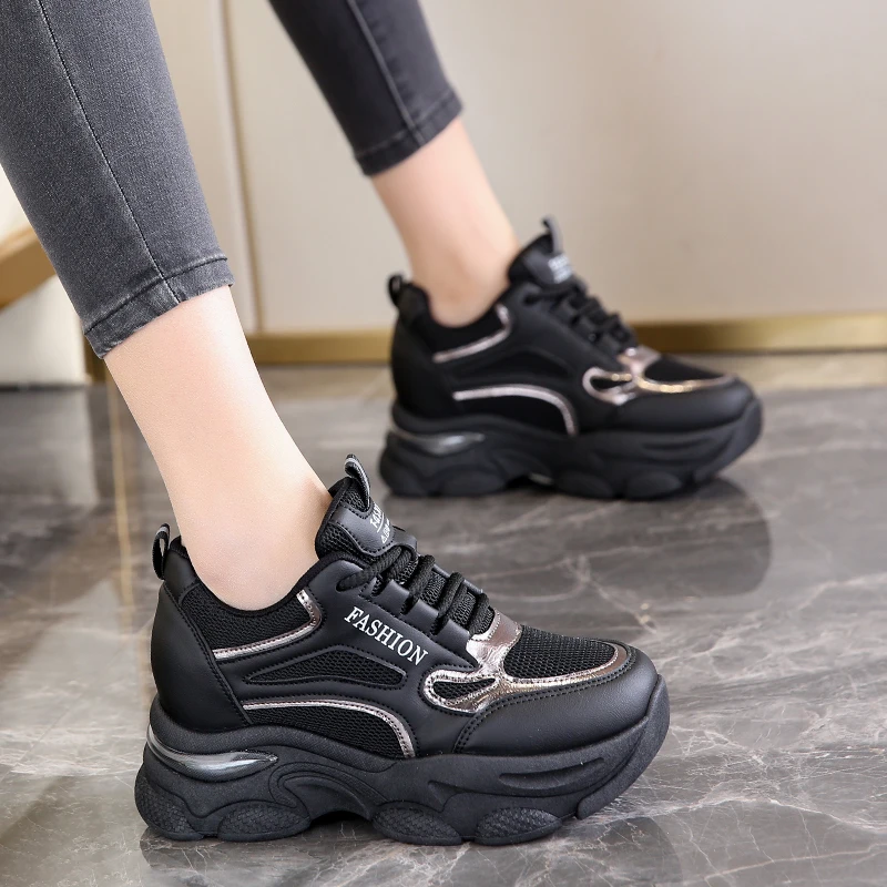 

Кроссовки женские с круглым носком, Вулканизированная подошва, сетчатые, на шнуровке, повседневная однотонная обувь для взрослых, осень 2024