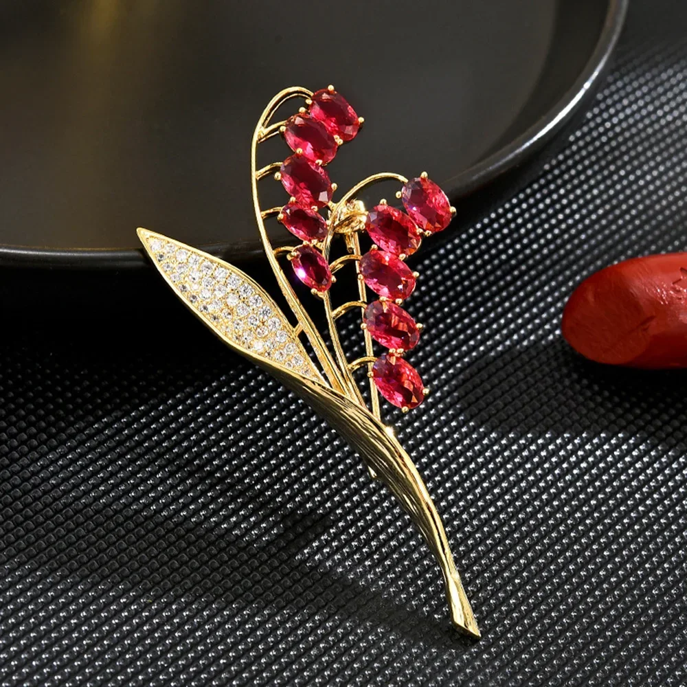 Luxury Copper Micro Inlaid Cubic Zirconia Bell Orchid Brooch Pins Women's Wedding Jewelry Gifts Clothing Accessories Pin Gift