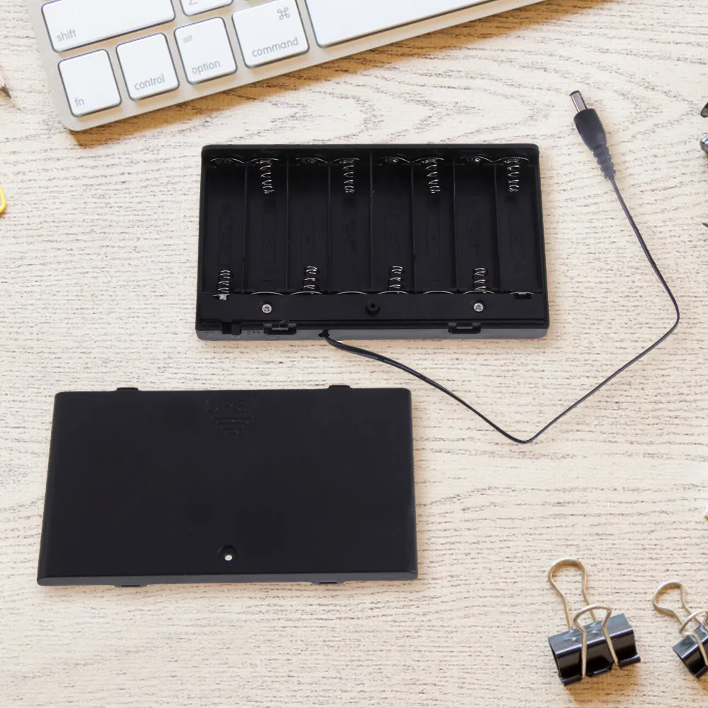 12V 8 X AA 배터리 홀더 케이스 박스 온/오프 스위치 및 와이어와 커버 포함 벽시계용 배터리 케이스 햄 라디오 어린이용