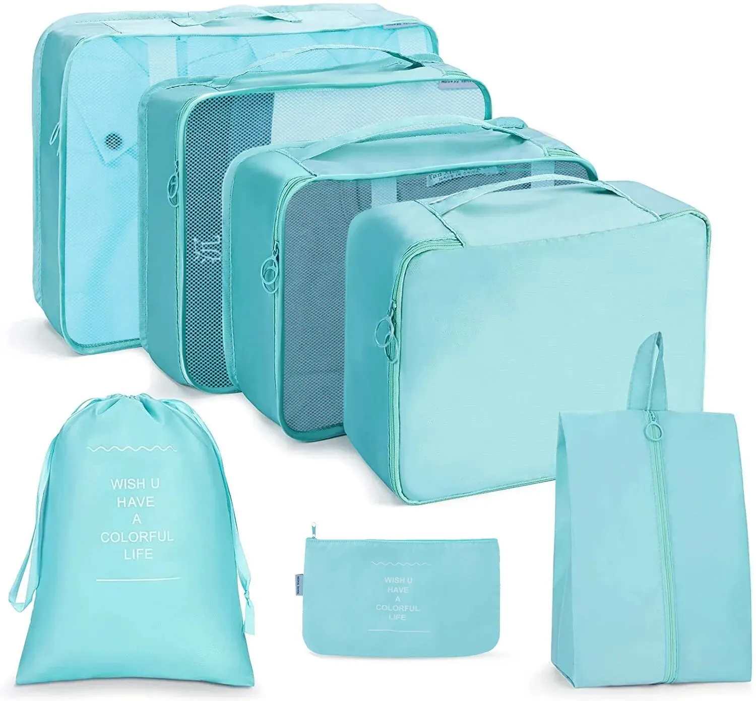 Rilibegan Polyester Travel Storage Bag Set Foldable Toiletry Bag Clothing Storage Cinching Travel