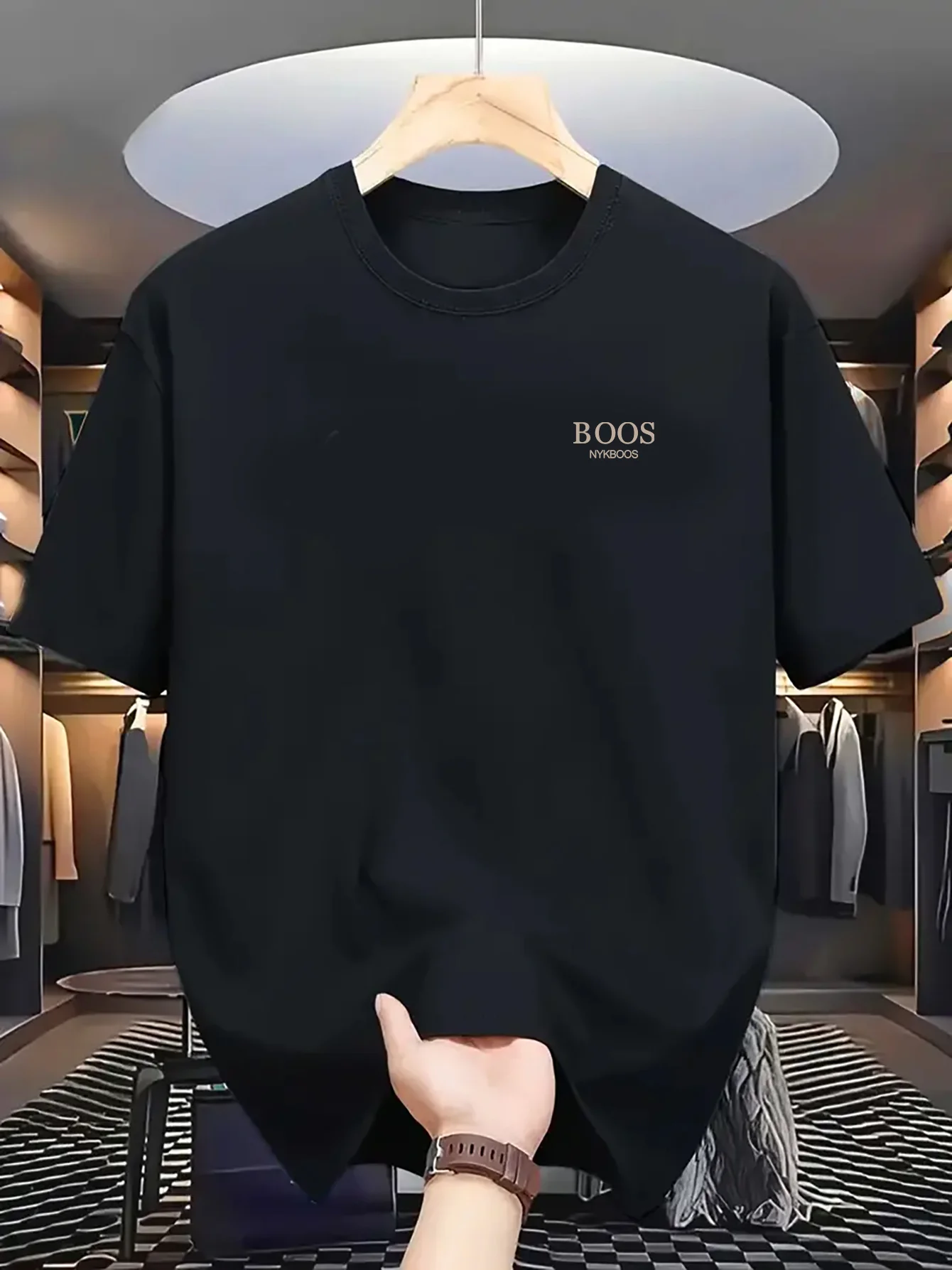 100% Pure Cotton Men's Loose T-Shirt Breathable Casual Fashion Letter Pattern Printed Short Sleeved Round Neck Top