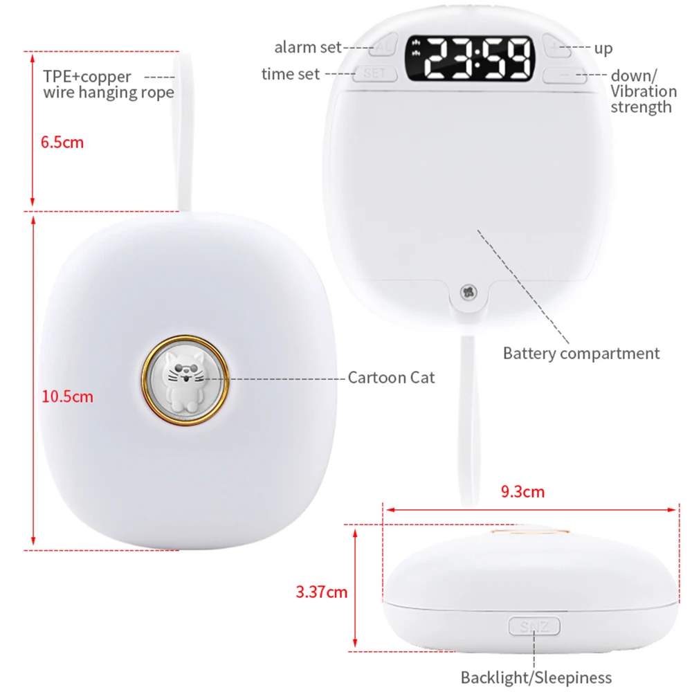 TS-BC670 Silent Vibration Alarm Clock Students Wake Up Strong Wake Artifact Creative Cute Pet Mute LED Digital Clock 5