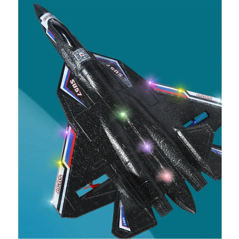 Remote Control Aircraft Su57 2.4g Radio Controlled Aircraft With Light Fixed Wing Hand Cast Foam Aircraft Model Children'S Toys 6