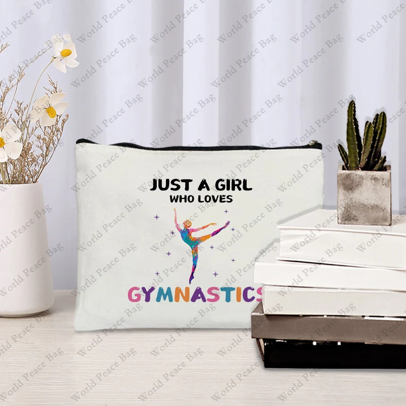 1 pc just a who love Gymnastics pattern Makeup Bag, Gymnastics Gifts,Girls Gymnastics Cosmetic Bag 3