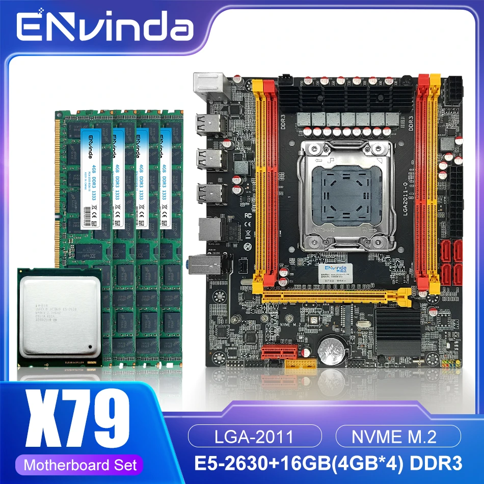 ENVINDA X79 Motherboard, Memory Combo Kit Set, Servidor NVME SATA