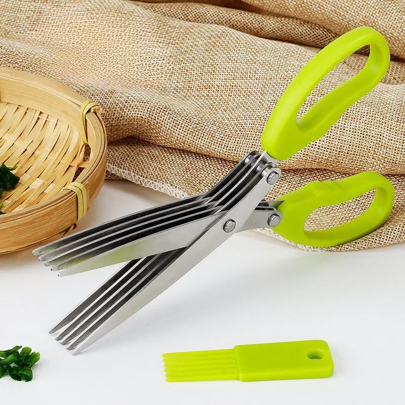 Kitchen Scissors 5 Layers Stainless Steel Knife Multifunctional Vegetable  Scallion Spice Cutter Manual Cooking Accessorie Tool - AliExpress