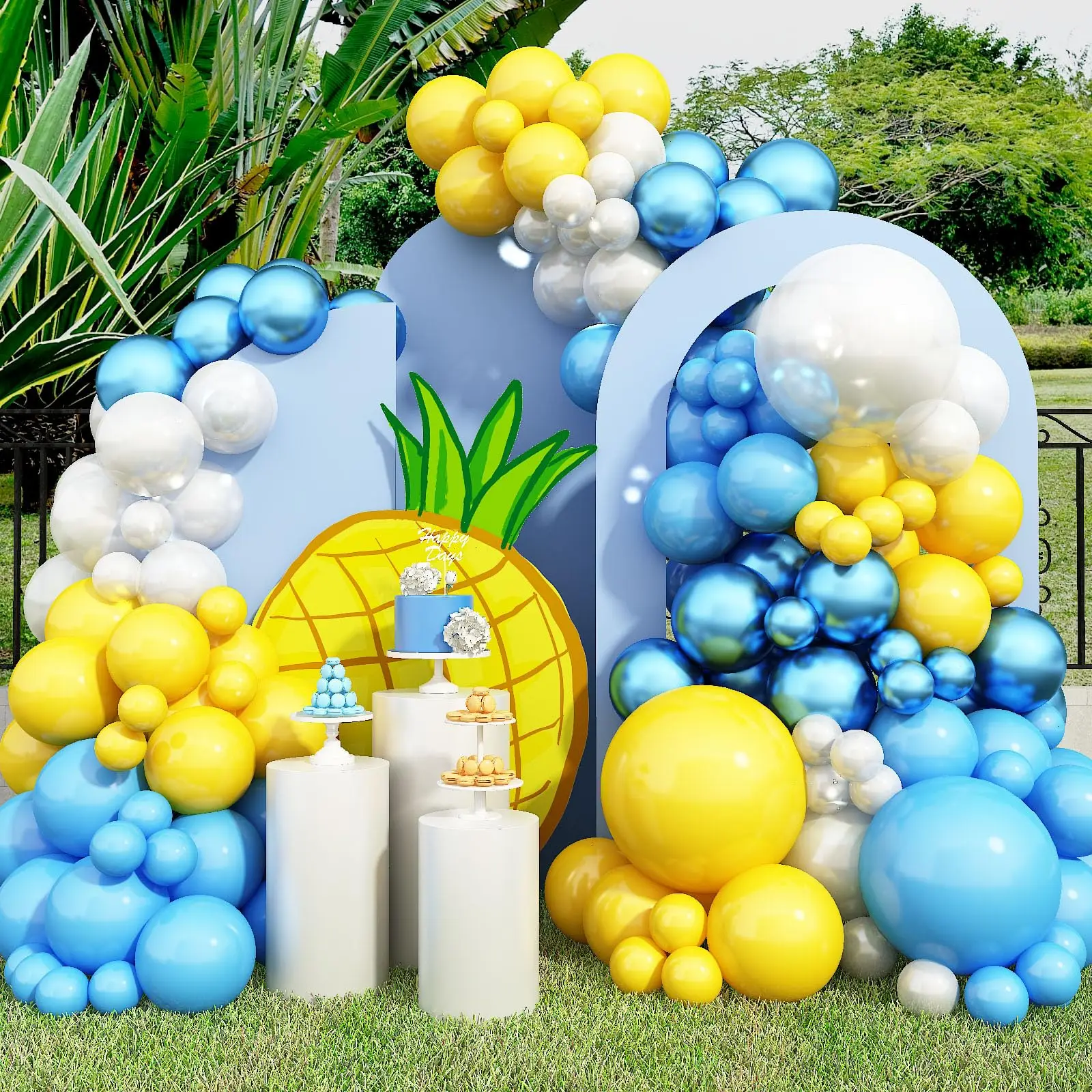 

Желтая губка с мультяшным рисунком, оригинальные украшения, воздушный шар, гирлянда, синий, прозрачный, для дня рождения, детский праздник, аксессуары