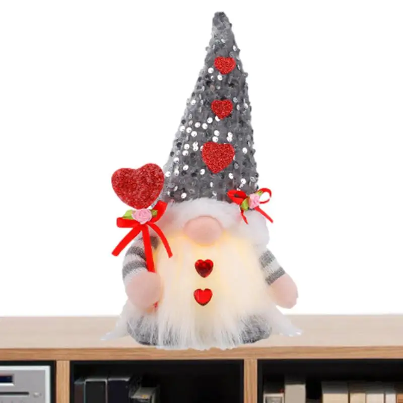 

Valentine's Day Faceless Gnome Doll Heart Doll Ornament With LED Lights Wedding Party Decoration Favorite Gift