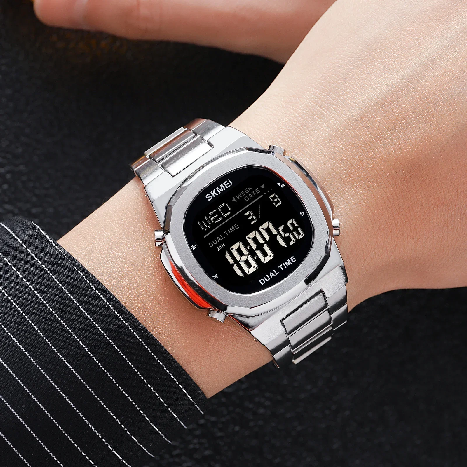 SKMEI-Montre-bracelet de sport électronique étanche pour homme