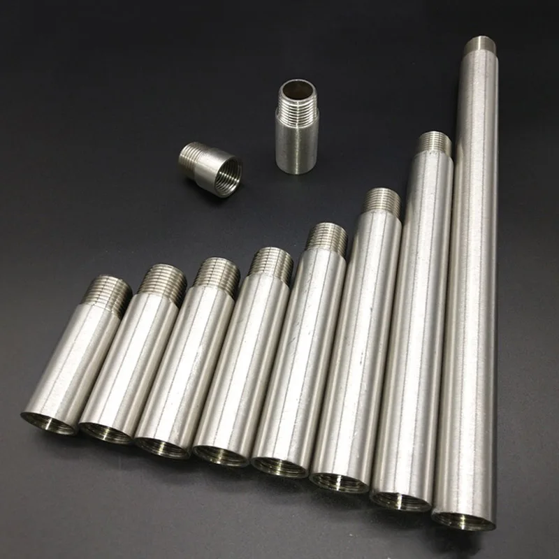 Pipe Fitting 1/8" 1/4" 3/8" 1/2" 3/4" 1" 1.2" 1.5" 2" Male x Female Thread Extension Tube L=3-50cm 304 Stainless Steel Fitting Connector hose pipe fitting water pipe fitting