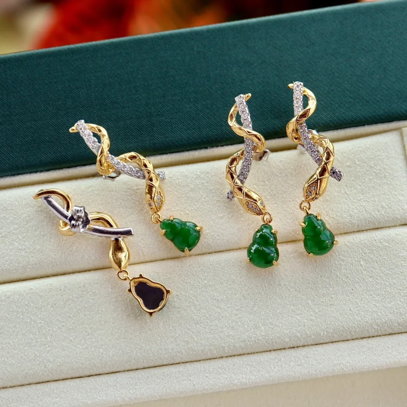 NaturalImperialGreenGourdSnakeShapeSterlingSilverStudEarringsJadeEarJewelry-AliExpress36