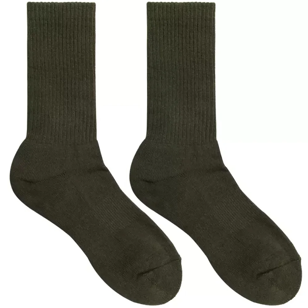 Men's Tall Long Xinjiang Cotton Army Green Towel Bottom Sports Cotton Socks Sweat Absorbent Socks