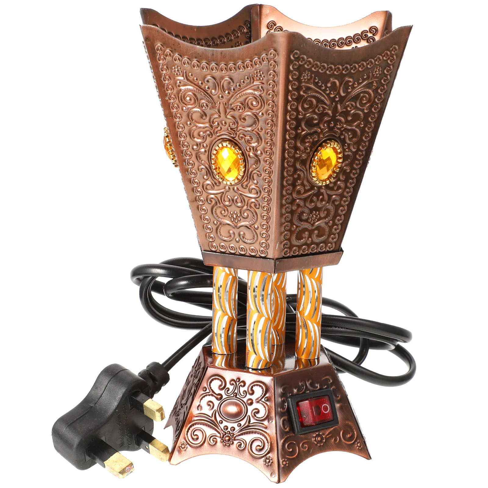 

Electric Censer Burner Table Burner Ornament Antique Censer Holder Metal Incense Burner Incense Holder (EU/UK/US Plug)