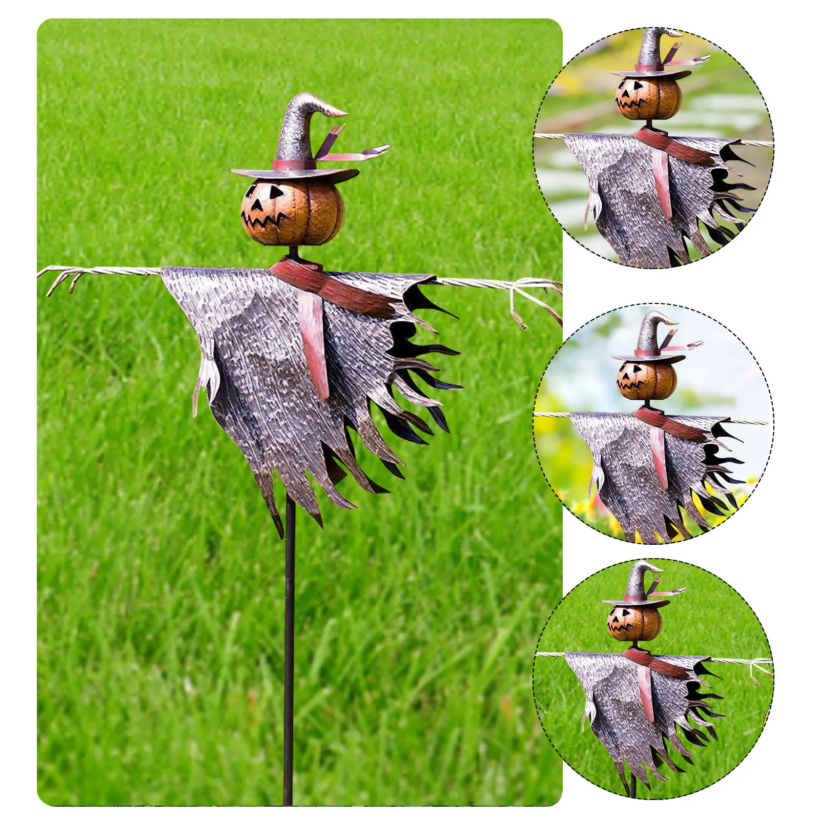 Halloween Scarecrow Decoration Jack O Lantern Ground Standing Decor for Garden Home Yard Porch (1pc) party balloon shop near me