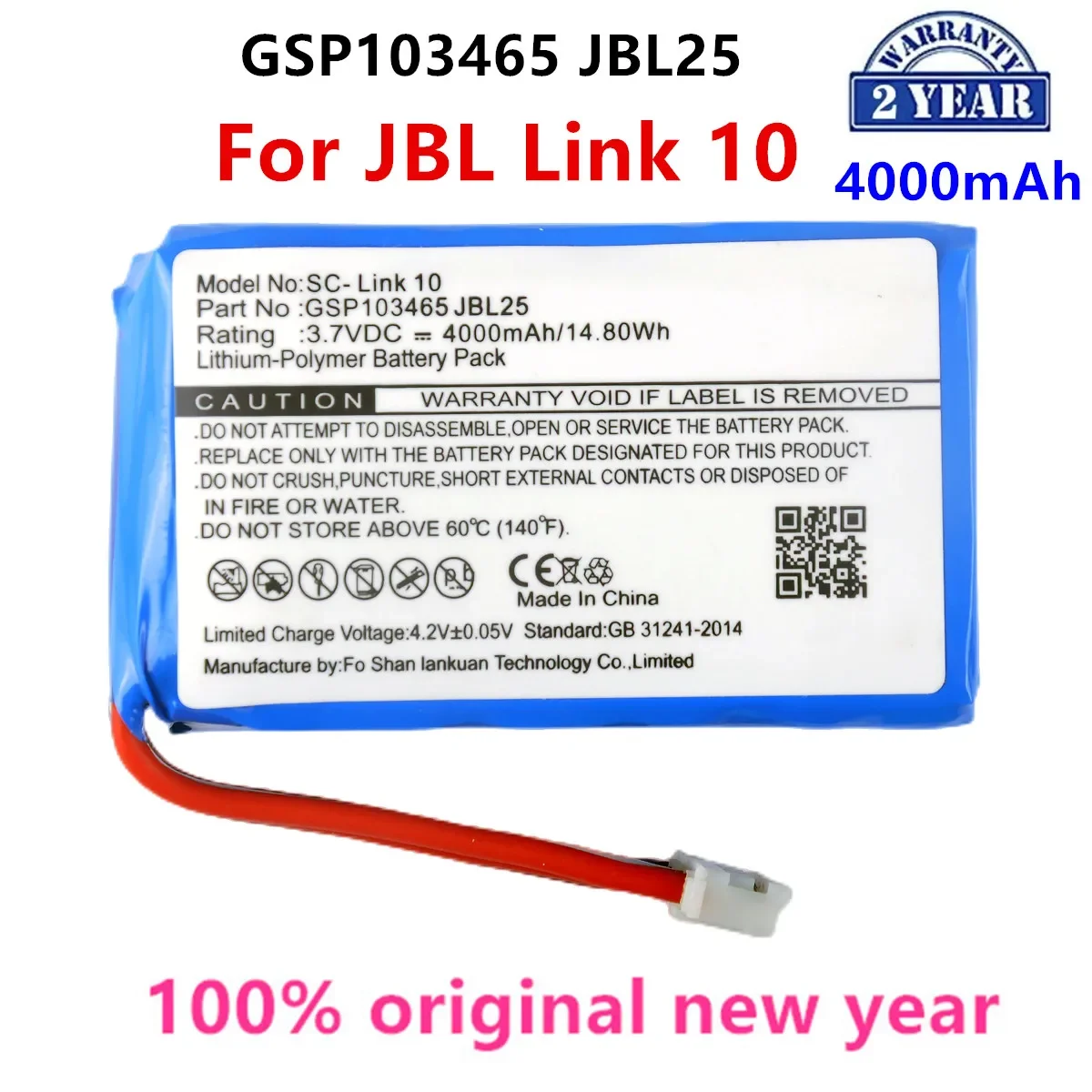 

Original GSP103465 4000mAh For JBL Link 10 Link10 Bluetooth Wireless Speaker Replacement Battery .