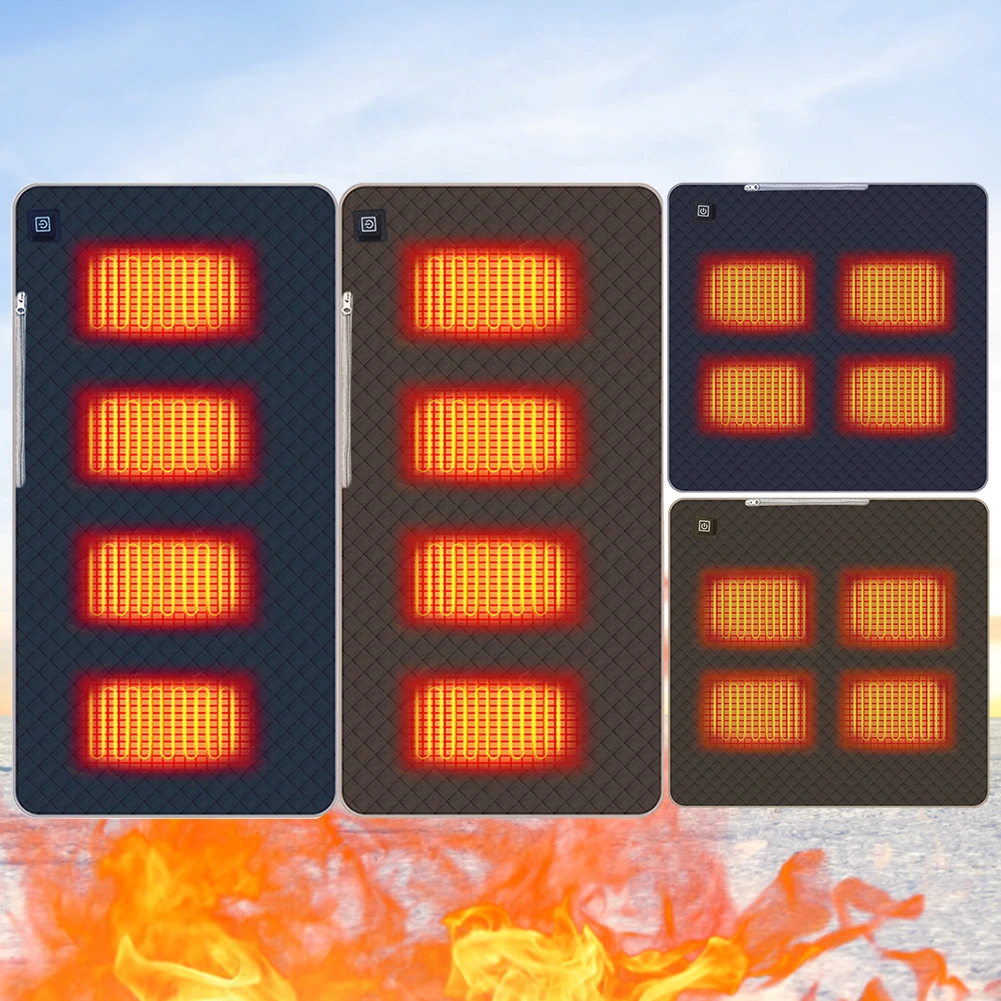 Camping Chair Heated Cushion 4 Heated Areas Heater Warm Pads Winter Heating Mat USB Electric Blanket For Winter Outdoor Travel