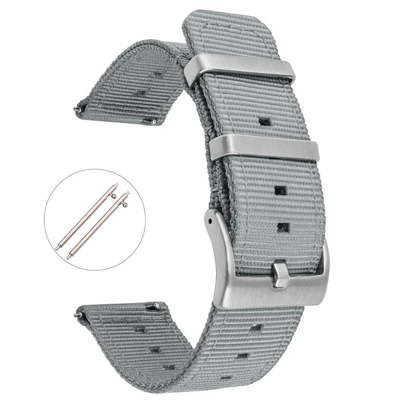 Woven Nylon Strap with Stainless Steel Hoop - Quick Release Universal Watch Band Bracelet
