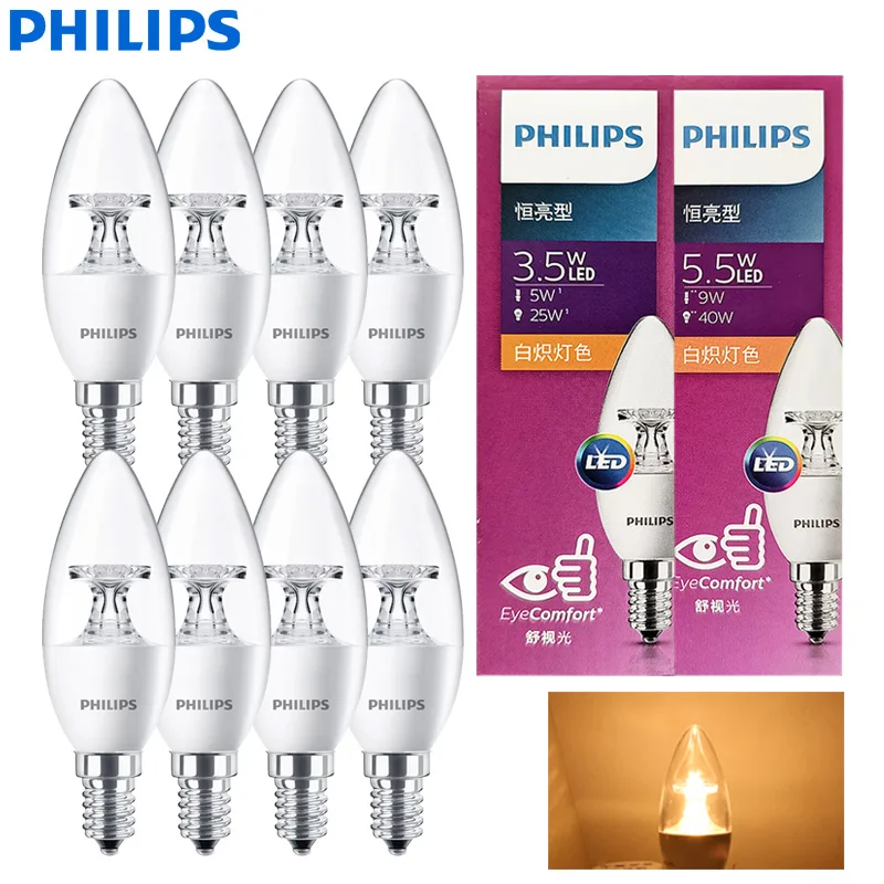 Philips LED kaarslamp E14 B35 4,3W mat 3/pak