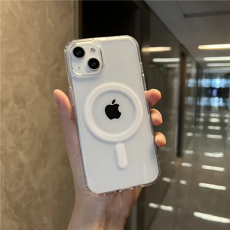 Оригинальный магнитный Прозрачный чехол для IPhone 11 12 13 Pro MAX MINI X XS XR 7 8 PLUS мягкий