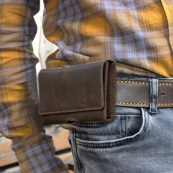 Genuine Leather Men Waist Bag Travel Small Fanny Belt Pouch Phone Pocket Casual High Quality Male Handbag Purse Vintage Wallet