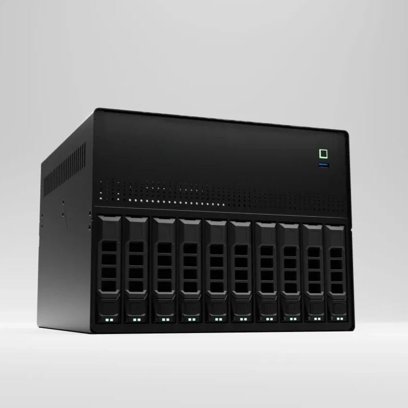 N10 NAS 섀시, 10+2 베이, MATX 마더보드, 페이뉴 1U 전원 공급 장치, 8개 드라이브