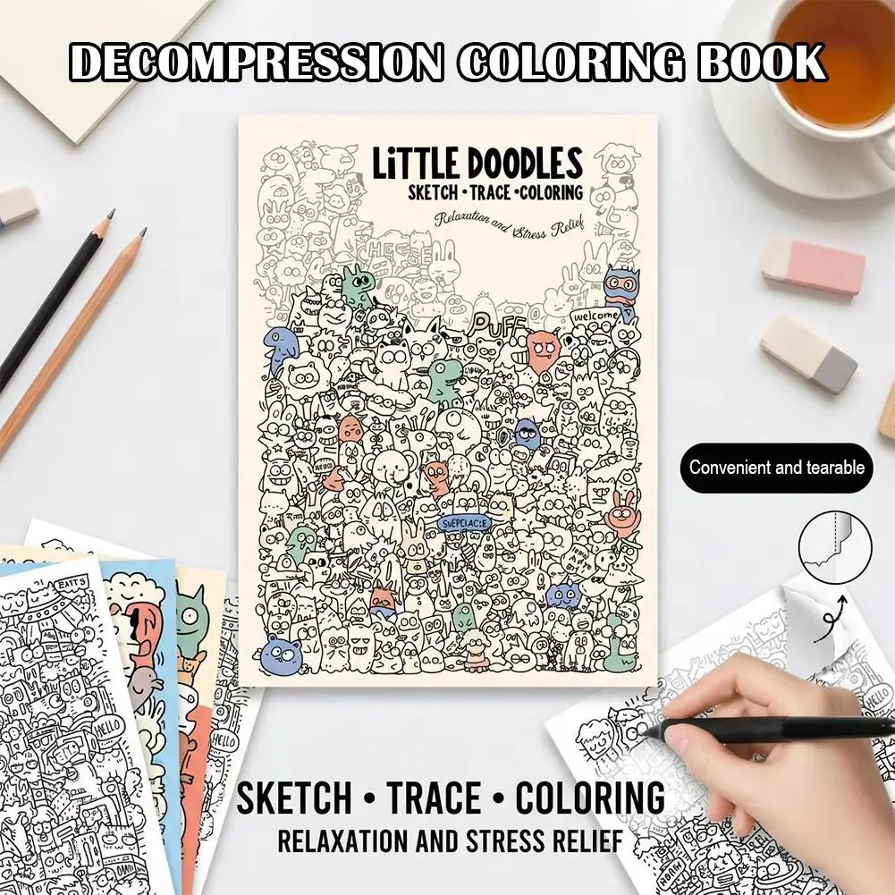 Libro da Colorare e Disegnare con Cartoni Animati, Quaderno Anti-Stress con Disegni da Tracciare, Libro Artistico Multiuso per Attività Creative - immagine 6