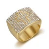 Hip Hop Bling Iced Out Stainless Steel Cross Pattern Finger Rings for Men Rapper Jewelry Gold Silver Color Drop Shipping 1