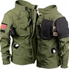 Outdoor Men Shark Skin Soft Shell Set Fleece Warm Tactics Suit Multi Pocket Wear-resistant Charge Jacket+Waterproof Pant 2-piece 2