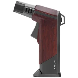 Windproof Blue Flame Jet Torch Lighter - Refillable Butane Metal Design for Outdoor and Kitchen Use (Wood grain)