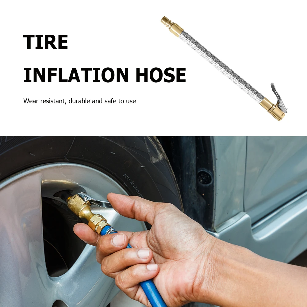 Car Motorcycle Bike Tire Air Inflator Hose Air Chuck Tube Outdoor Riding Accessories Stainless
