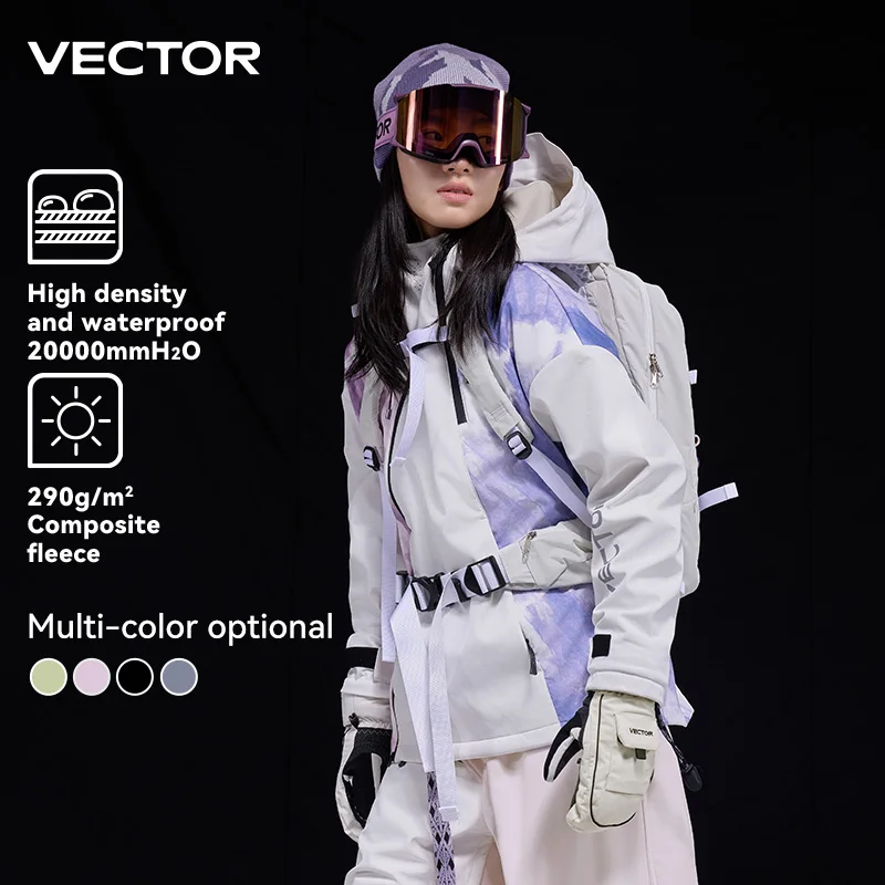 VECTOR Men and Women Splicing Skiing Top Waterproof Windproof Warm Durable Indoor and Outdoor Snowboard Jacket