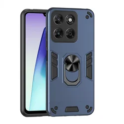 Durable Shockproof Case with Ring Stand Holder - Military Grade Protective Cover - Motorola Moto G17 Power (Blue)