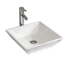 16.5" Square Bathroom Vessel Sink White Porcelain Counter Bowl for Bathroom Vanity Vessel Sink Rectangle Bathroom Modern Above 1