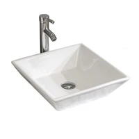 16.5" Square Bathroom Vessel Sink White Porcelain Counter Bowl for Bathroom Vanity Vessel Sink Rectangle Bathroom Modern Above 1