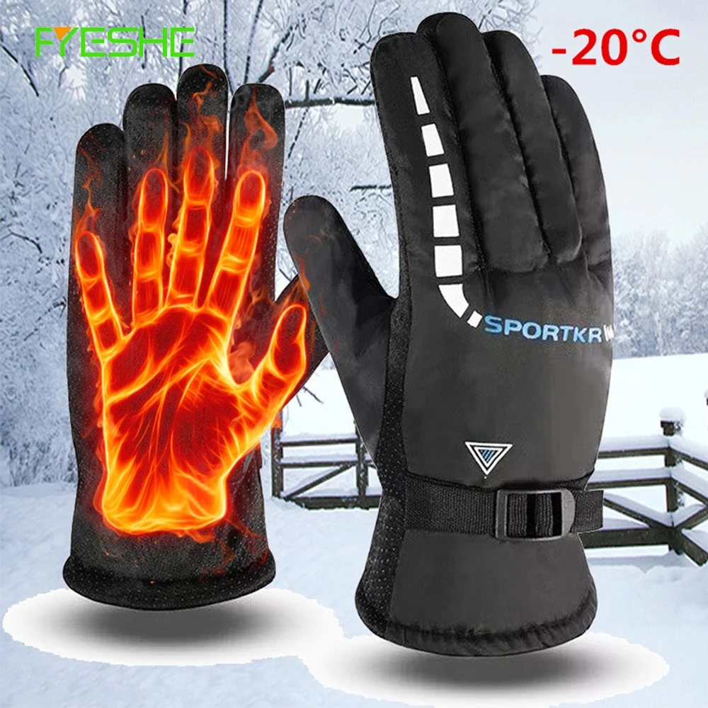 

Cycling Gloves Outdoor Men Waterproof Skiing Riding Hiking Motorcycle Warm Mitten Gloves Unisex Thermal Thickening Sport Gloves