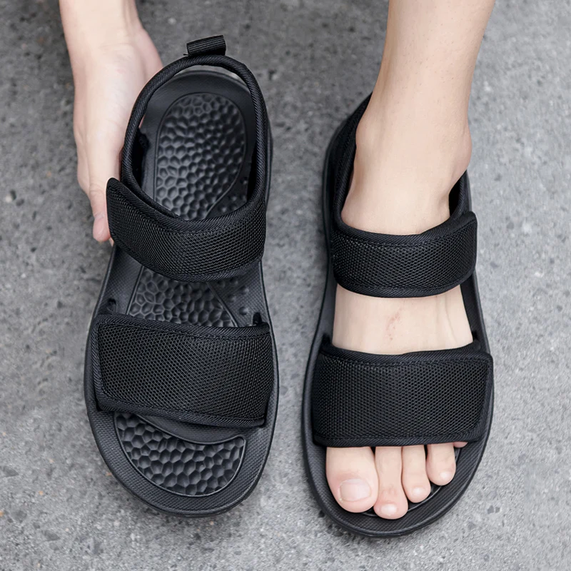 

Summer Men Light Mesh Men's Sandals Beach Sandles 2023 New Open Shoes Hook & Loop Breathable Sandalias Hombre